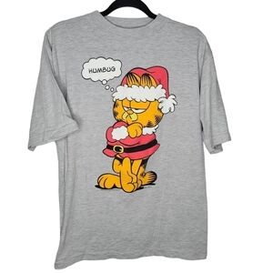 Vintage 70s Garfield Humbug Christmas Santa Jim Davis Paws T-Shirt in Grey
